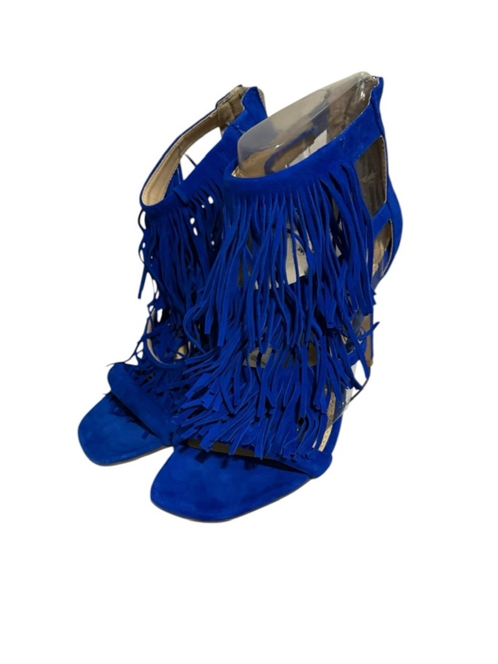 Royal Blue Fringe High Heel Sandals